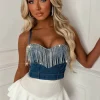 Denim Tears Mid Blue Denim Diamante Tassel Top