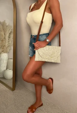 Desert Darling Cream Straw Clutch Bag