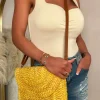 Desert Darling Yellow Straw Clutch Bag