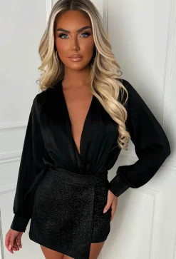 Divine Luxe Black Lurex Stretch Skort