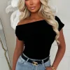 Dixie Black Ruched Shoulder Top