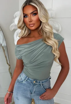 Dixie Green Ruched Shoulder Top