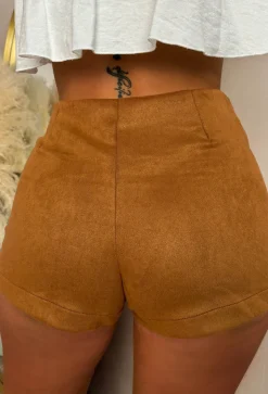 Don't Hold Back Tan Faux Suede Wrap Over Skort