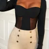Don't Tempt Me Black Mesh Panel Bodysuit