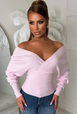 Elsie Baby Pink V-Neck Wrap Jumper