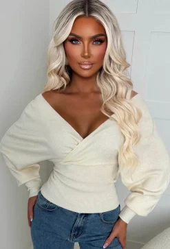Elsie Cream V-Neck Wrap Jumper