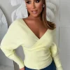 Elsie Yellow V-Neck Wrap Jumper