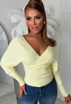 Elsie Yellow V-Neck Wrap Jumper
