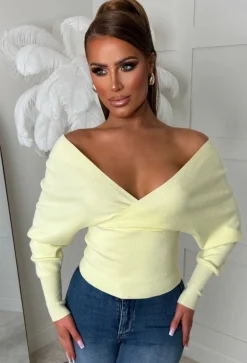 Elsie Yellow V-Neck Wrap Jumper