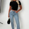 Essentially Yours Mid Wash Stretch Straight Fit, High Rise Jeans