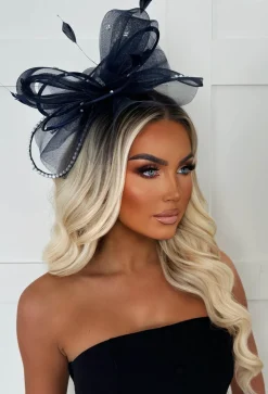 Eternity Navy Diamante Veil Fascinator