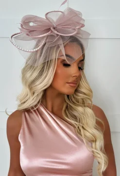 Eternity Pink Diamante Veil Fascinator