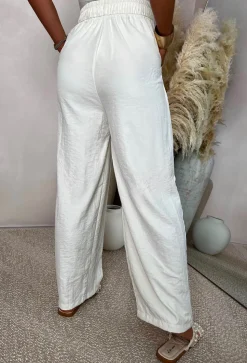 Everyday Destiny Cream Relaxed Crinkle Wide Leg Trousers