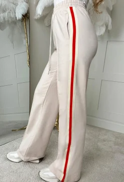 Everyday Thrills Cream Side Stripe Trousers