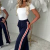 Everyday Thrills Navy Side Stripe Trousers