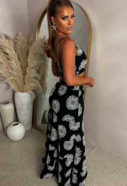 Exotic Evenings Black Embroidery Anglaise Maxi Skirt And Crop Top Co-Ord