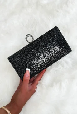 Extra Extra Black Diamante Detail Bag