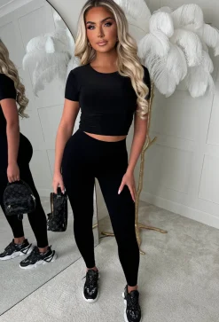 Feeling Cute Black Ribbed Leggings