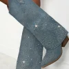 Festival Feelings Blue Embellished Denim Fold Over Boots