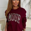 Fierce Love Burgundy Leopard Print Amour Sweatshirt