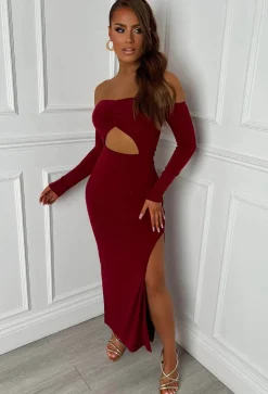 Finlay Burgundy Cut Out Maxi Dress