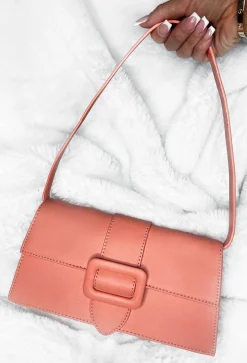 Flirty Babe Coral Top Handle Buckle Detail Bag