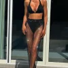 For The Spotlight Black Embellished Net Cover Up Trousers