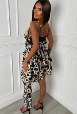 Frenchie Multi Lace Frill Leopard Cami Dress