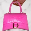 Get It Together Hot Pink Croc Gold Detail Bag