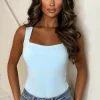 Girl Crush Baby Blue Square Neck Sleeveless Bodysuit