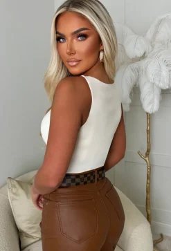 Girl Crush Cream Square Neck Sleeveless Bodysuit