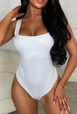 Girl Crush White Square Neck Super Stretch Bodysuit