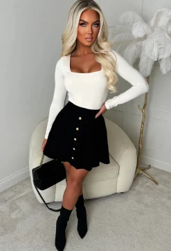 Girl Like Me Cream Square Neck Long Sleeve Bodysuit