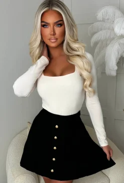 Girl Like Me Cream Square Neck Long Sleeve Bodysuit
