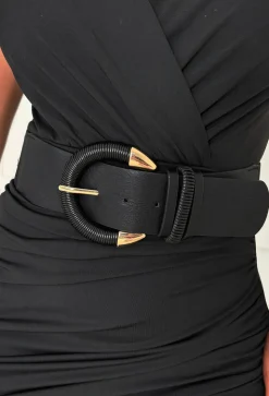 Glamorous Life Black Gold Buckle Elasticated Belt