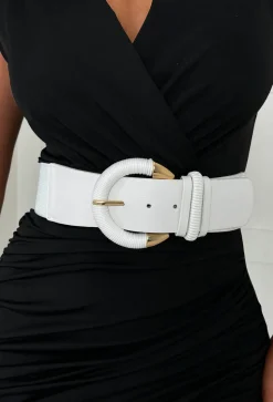 Glamorous Life White Gold Buckle Elasticated Belt