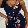 Glamour Gaze Navy Floral Print Cross Strap Playsuit