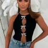 Goddess Glow Black Diamond Bow Knitted Top