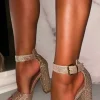 Gracen Rose Gold Glitter Block Heels