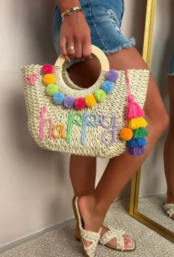 Grecian Glam Multi Embellished Straw Bag