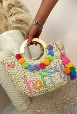 Grecian Glam Multi Embellished Straw Bag