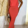 Heatwave Coral Super Soft Comfort Jersey Frill Maxi Dress