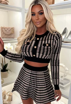 Here For Love Beige Check Knitted Skirt