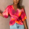 Hidden Flame Multi Knot Detail Crepe Top