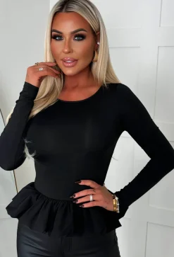 Hold Me Close Black Puffball Stretch Top