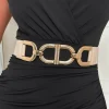 Hollywood Glam Beige Gold Detail Elasticated Belt