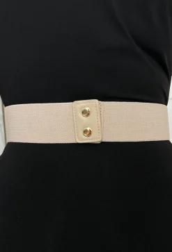 Hollywood Glam Beige Gold Detail Elasticated Belt