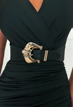 Hot Gossip Black Western Style Buckle Elasticated Belt
