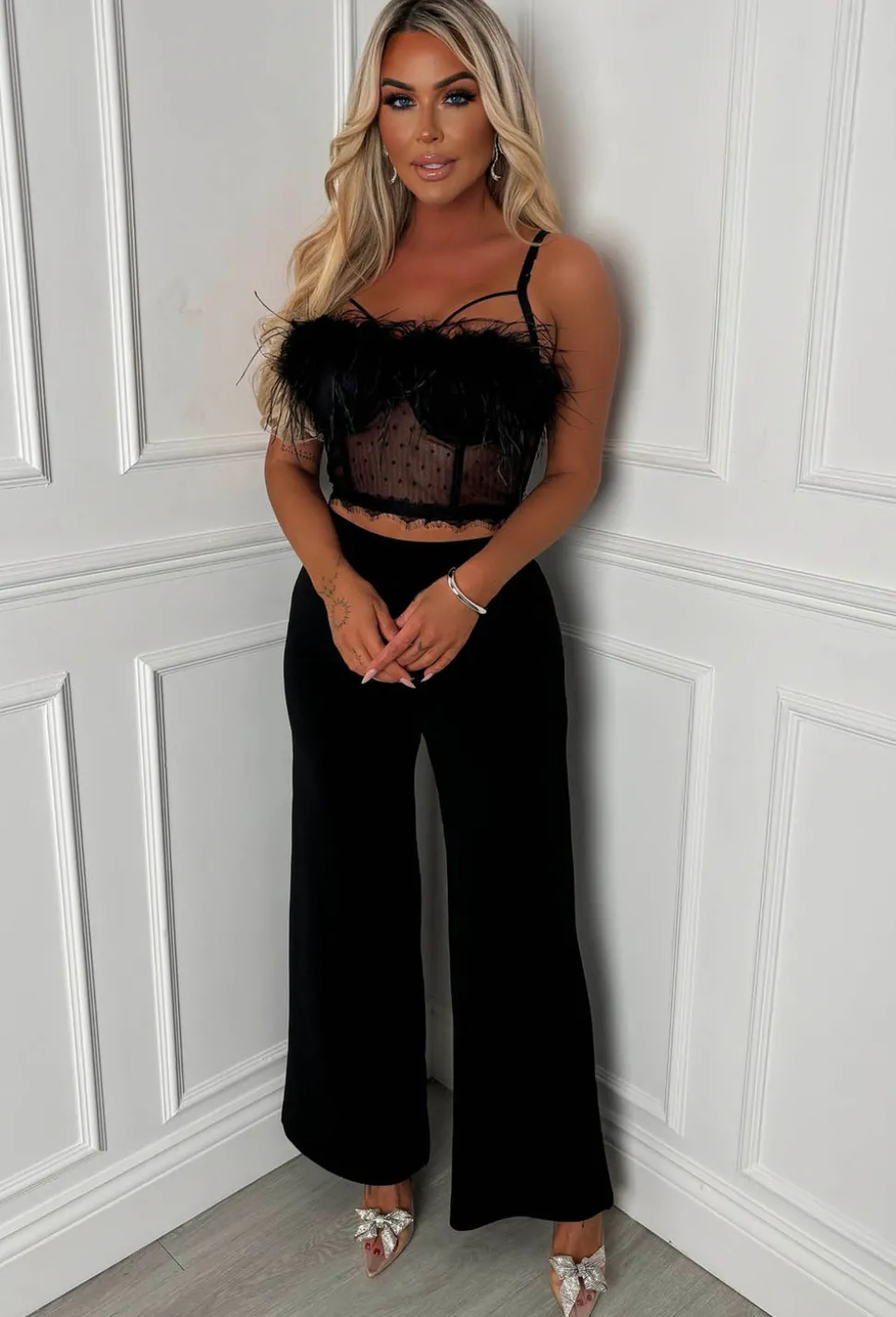 I See Fire Black High Waisted Wide Leg Trousers
