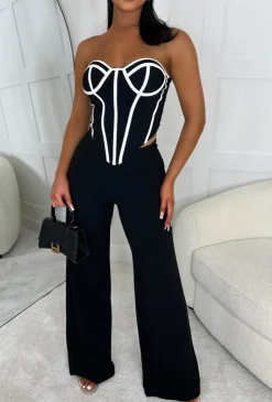 I See Fire Black High Waisted Wide Leg Trousers